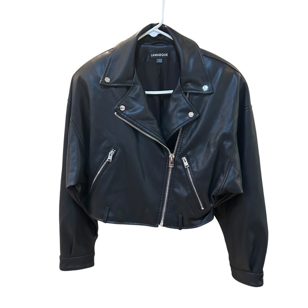 Lamarque Dani Moto Jacket Sz M Faux Leather Soft Pocket Zip Up Jacket - Picture 3 of 12